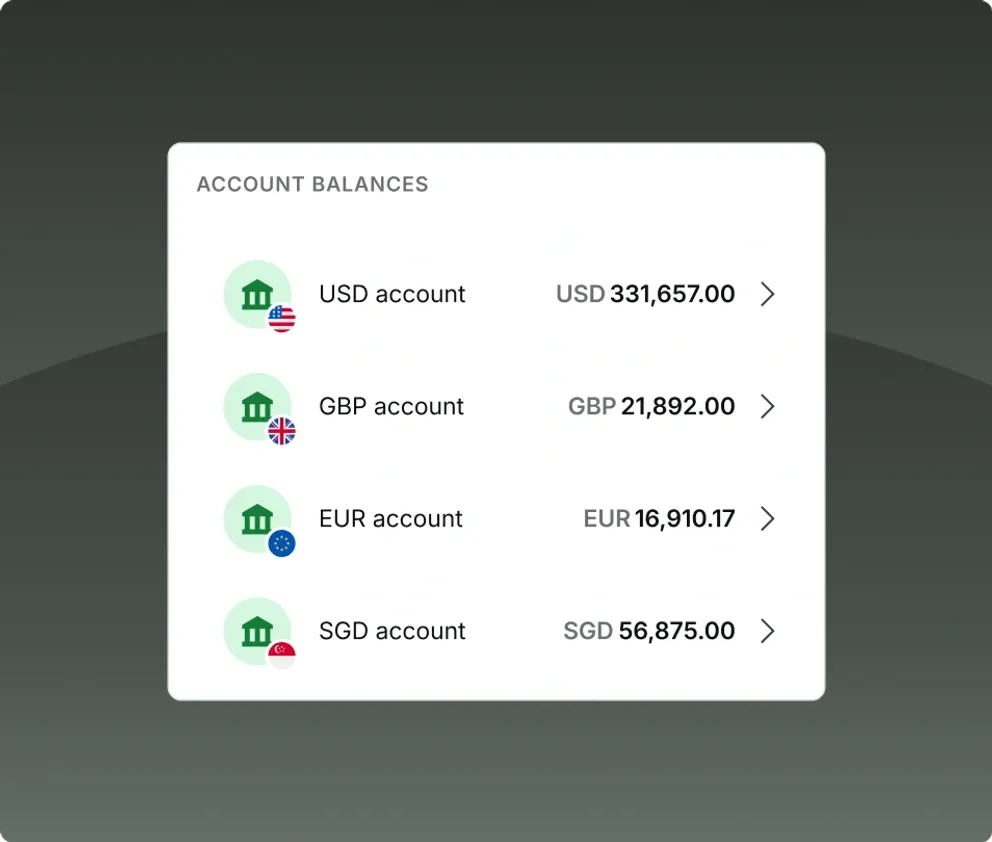 Multi-currency account details