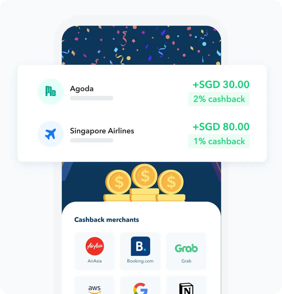An Aspire cashback notification for a flight booking