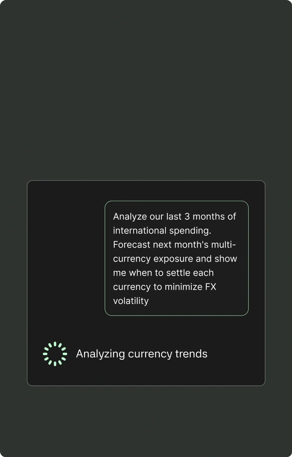 An AI assistant asked to forecast multi-currency FX exposure, analysing currency trends