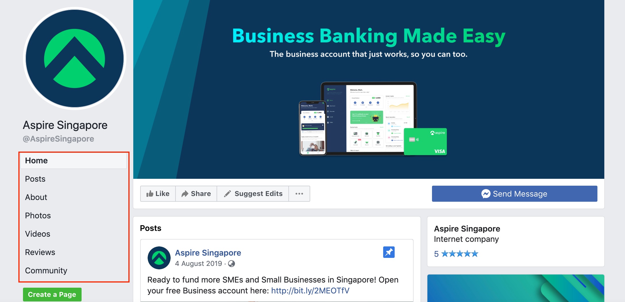 AspireSingapore Facebook page tab. CC: AspireSingapore Facebook page