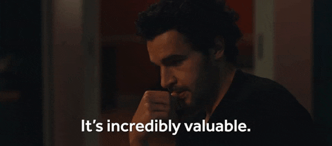 A man looks down thoughtfully, captioned it's incredibly valuable
