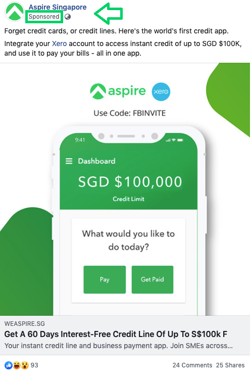 facebook social media advertisement aspire singapore