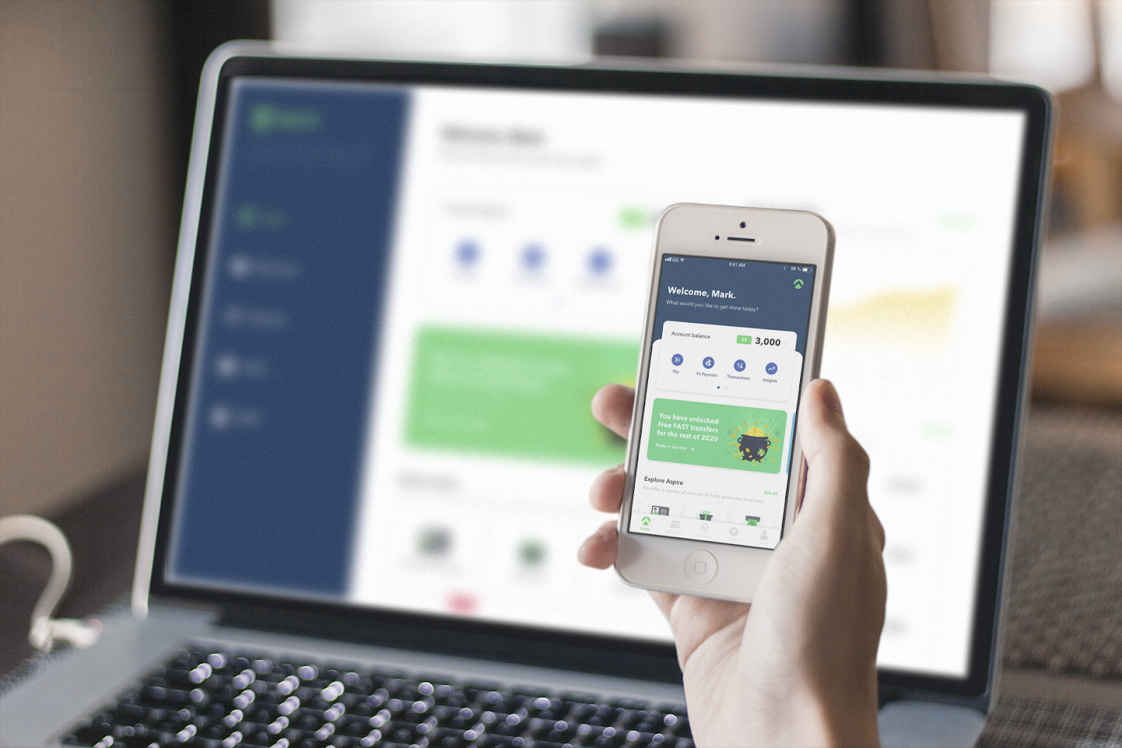 Aspire Business Account in mobile app and web app